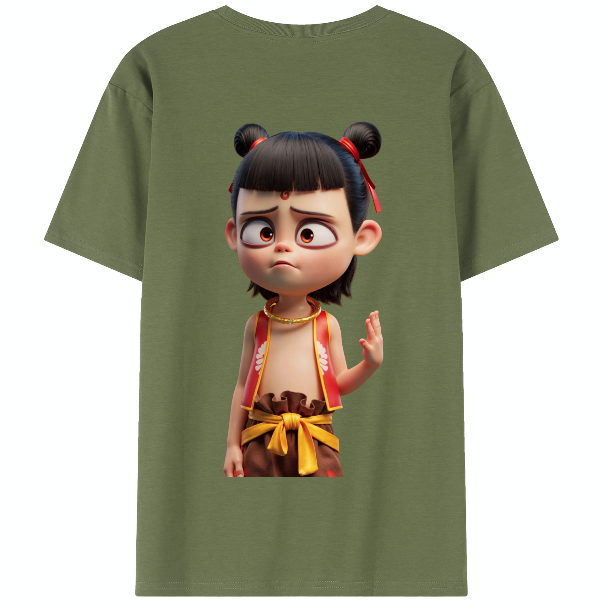（画像用） Ne Zha 2 ナタ 魔童の大暴れ 綿100％半袖Tシャツ（背面プリント）